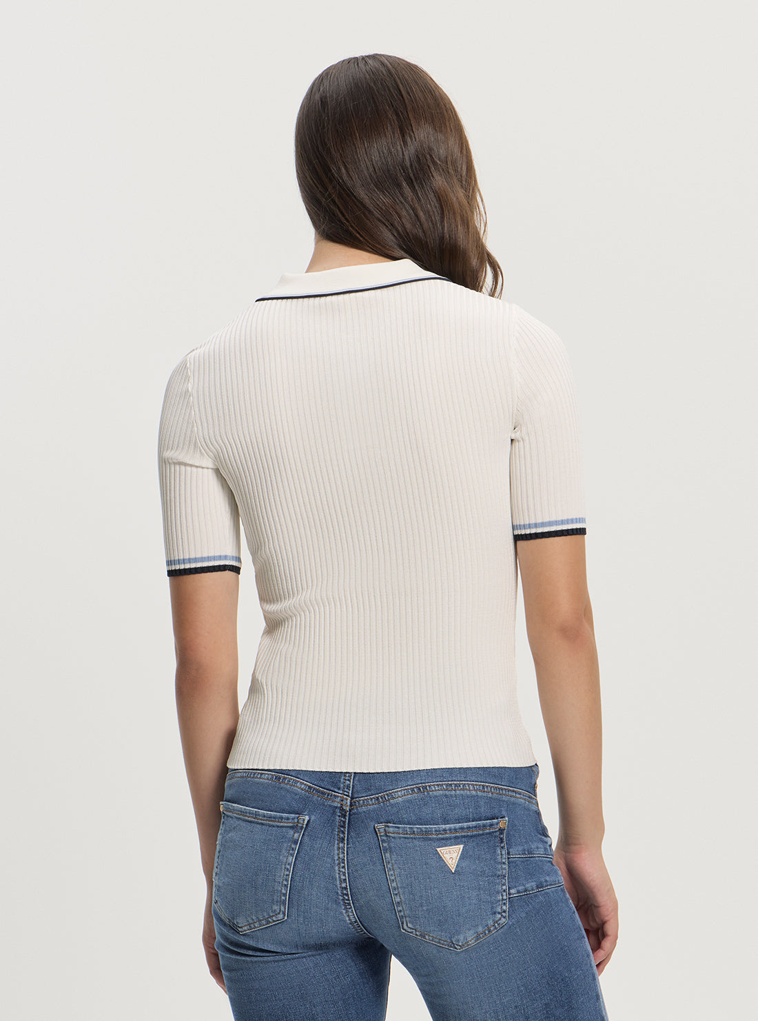 GUESS Womens White Thalia Polo Neck Sweater W5GR37Z3L10 Back View