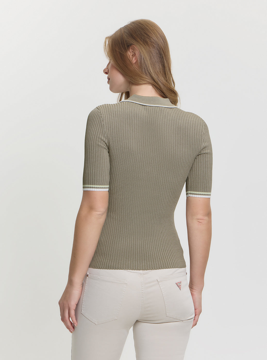 GUESS Womens Green Thalia Polo Neck Sweater W5GR37Z3L10 Back View