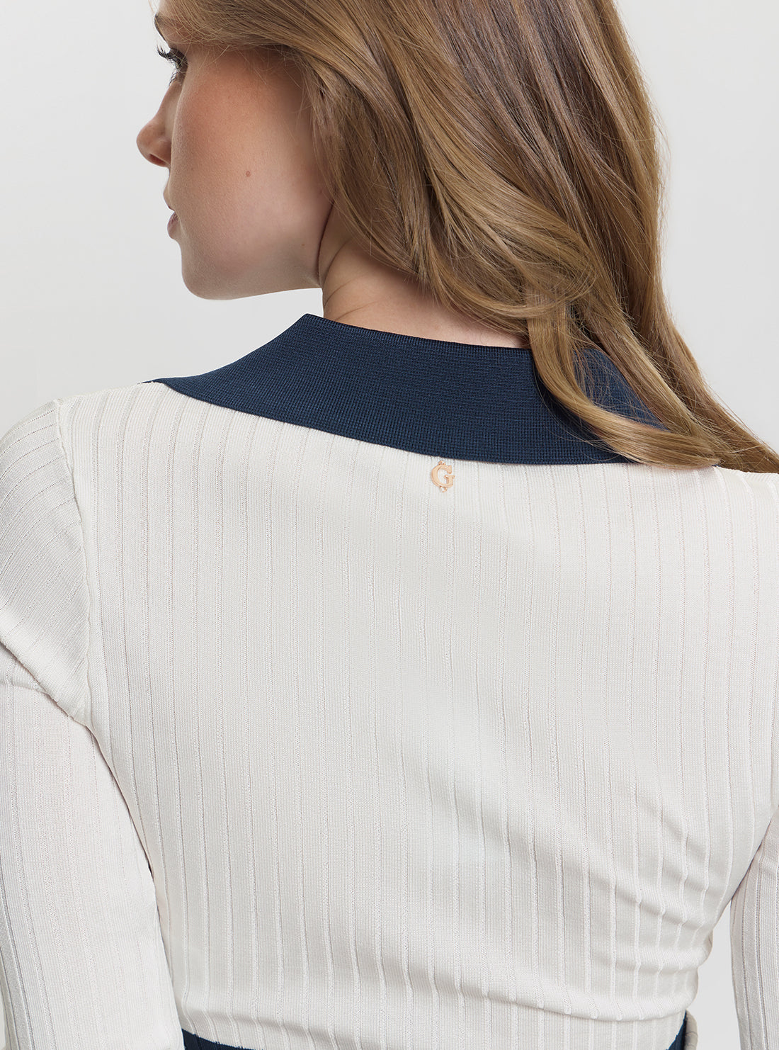 GUESS Womens White Sydney Polo Sweater W5GR46Z3L10 Back View