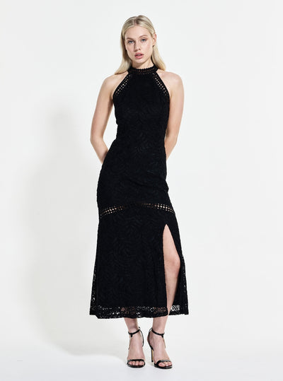 GUESS Womens Black New Liza Lace Maxi Dress W5GT1GKCS90 Front View