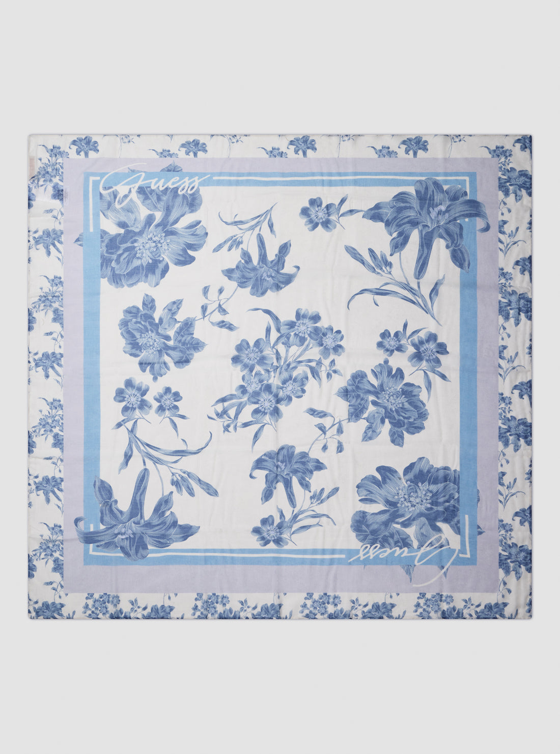 GUESS Womens Blue Floral Bianca Scarf W5GZ14WFF70 Front View