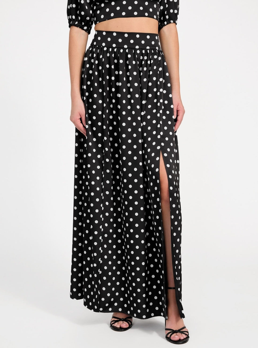 GUESS Womens Black Juliette Maxi Skirt W5PD3NWG280 Front View