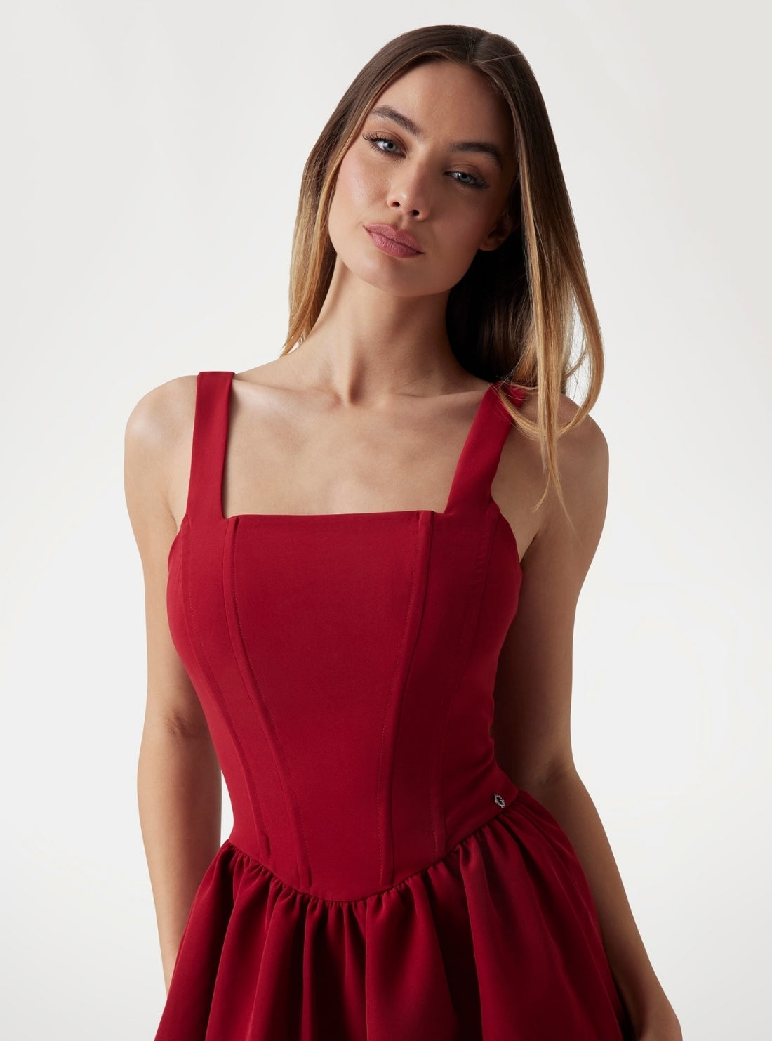 GUESS Womens Red Julie Sleeveless Mini Dress W5PK1WWG130 Detail view