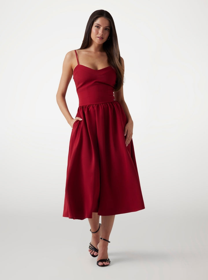 GUESS Womens Red Sophie Sleeveless Midi Dress W5PK95WG130 Full View