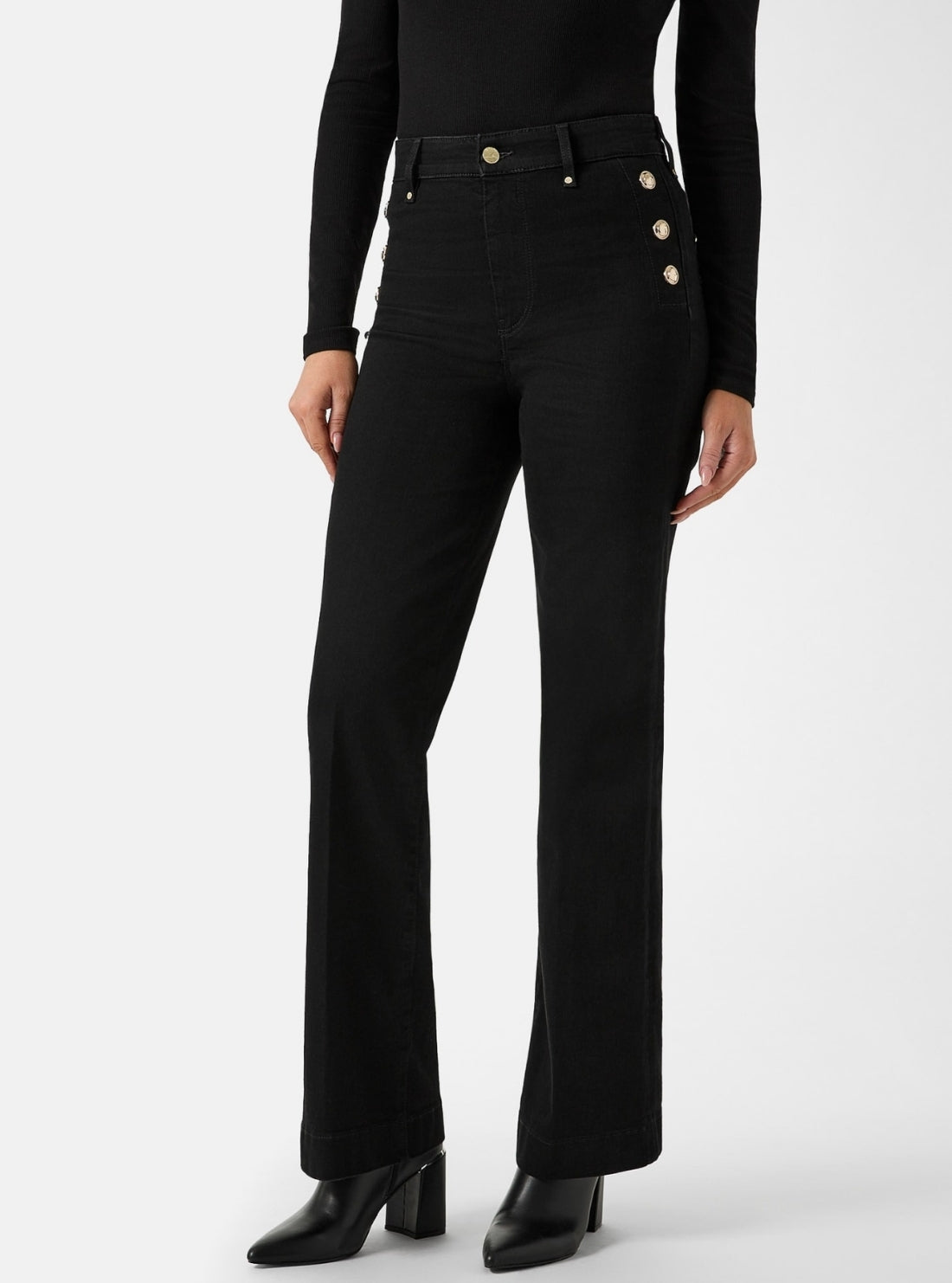 GUESS Womens Black New Faye Pant W5RA0PD4PZ1 Front View