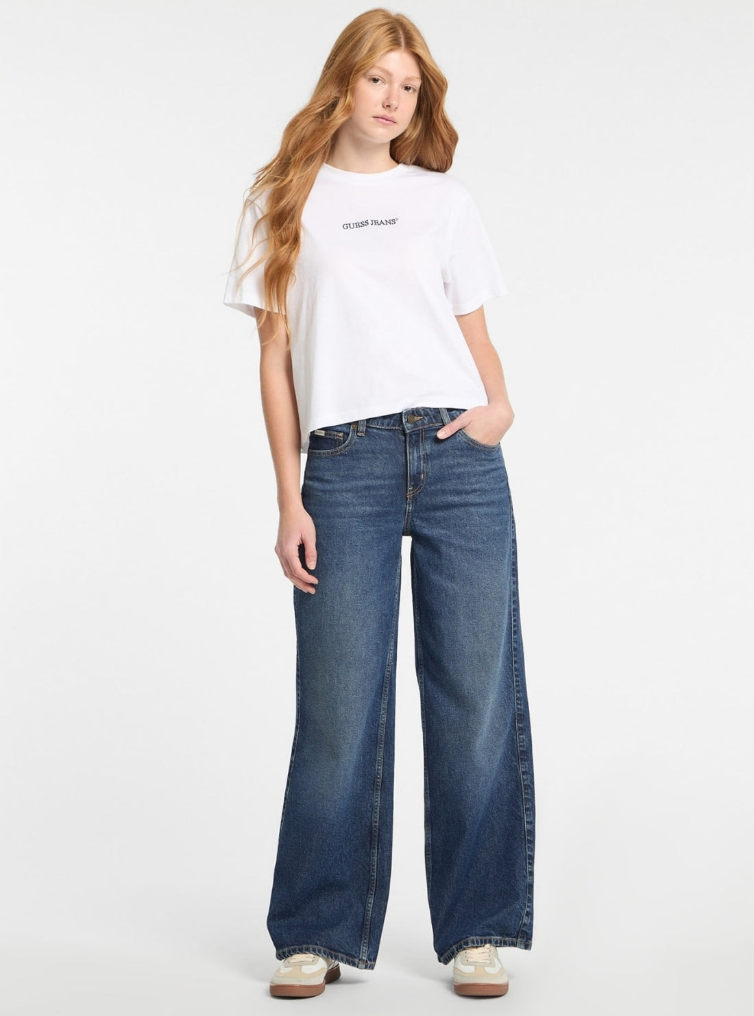 Guess Jeans G11 Wide Leg Jeans in Medium Wash W5RA0YD5M42 Full View