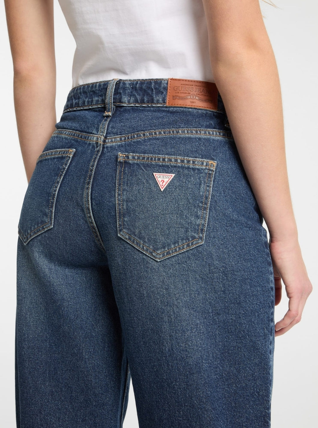 Guess Jeans G11 Wide Leg Jeans in Medium Wash W5RA0YD5M42 Detail View