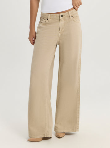 Guess Jeans Beige G11 Wide Leg Jeans