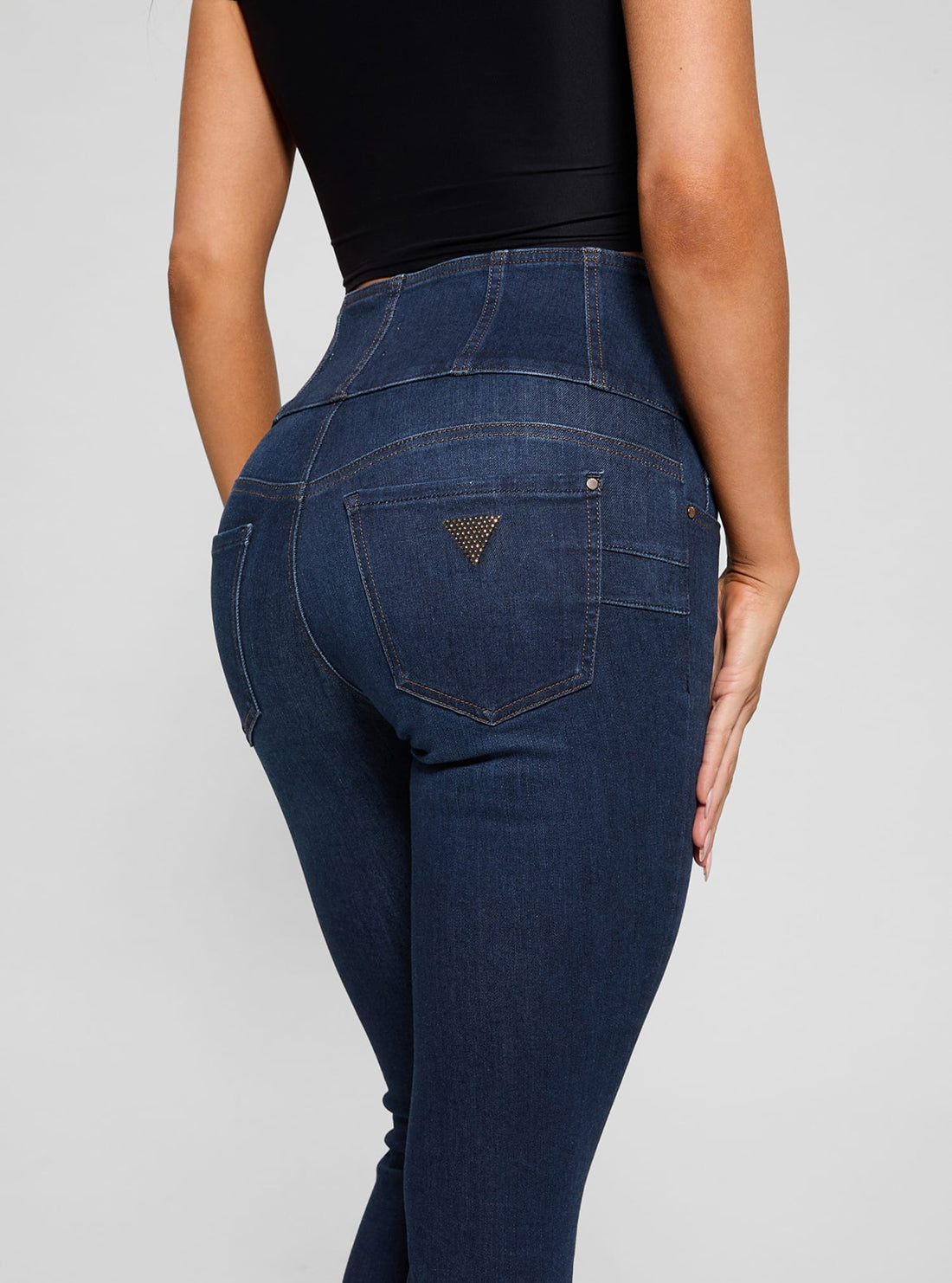 GUESS Womens Blue Corset Waist Shape Up W5RA1FD5L91 Back View