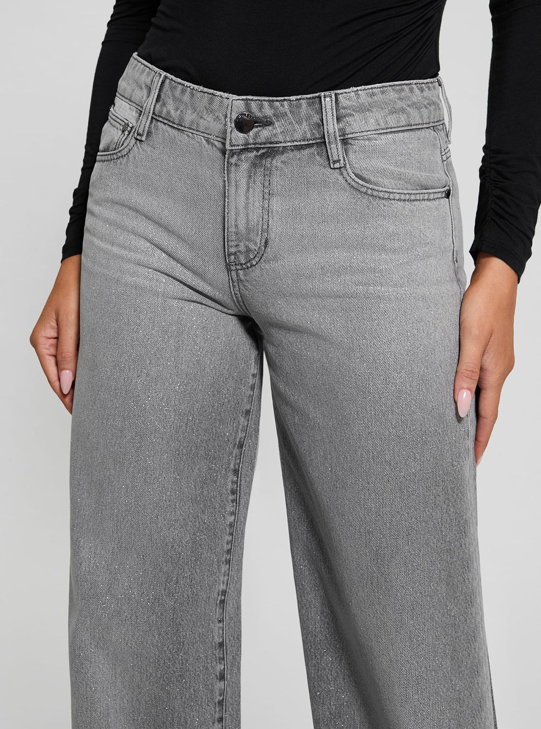 Grey Sexy Palazzo Denim Jeans in Light Wash