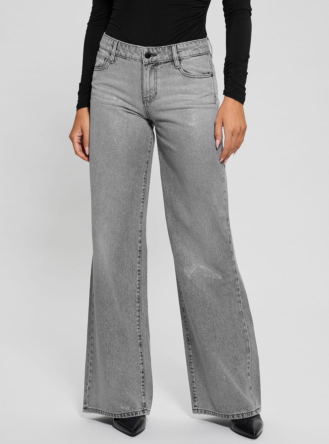Grey Sexy Palazzo Denim Jeans in Light Wash