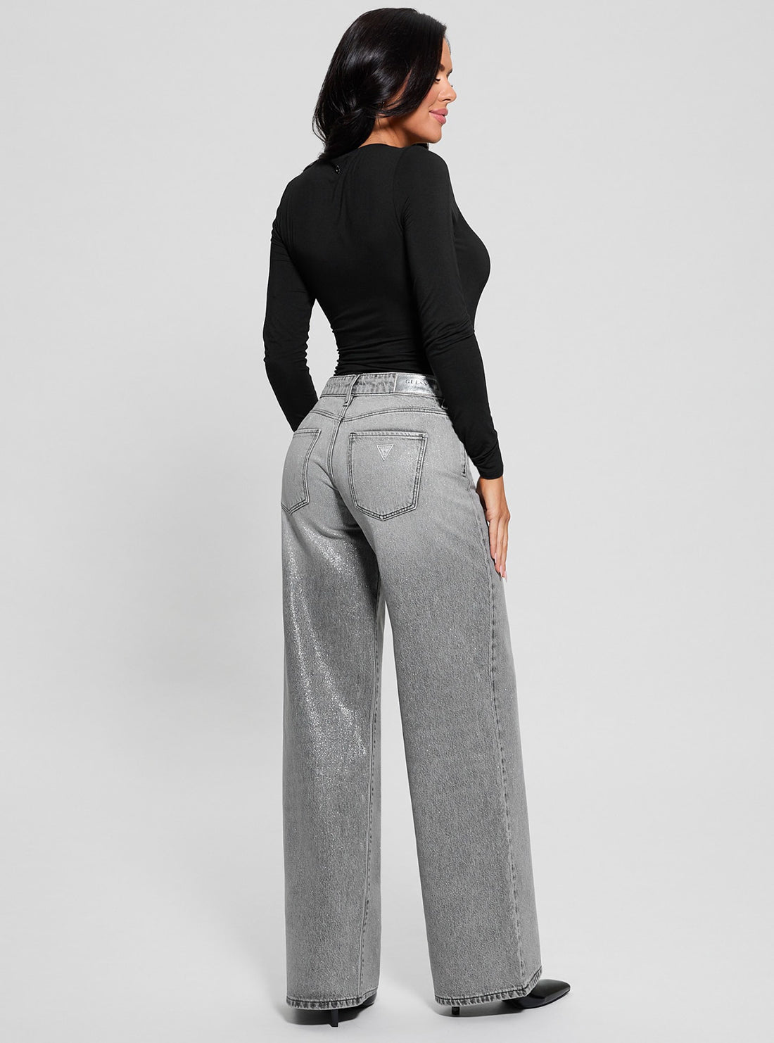 Grey Sexy Palazzo Denim Jeans in Light Wash