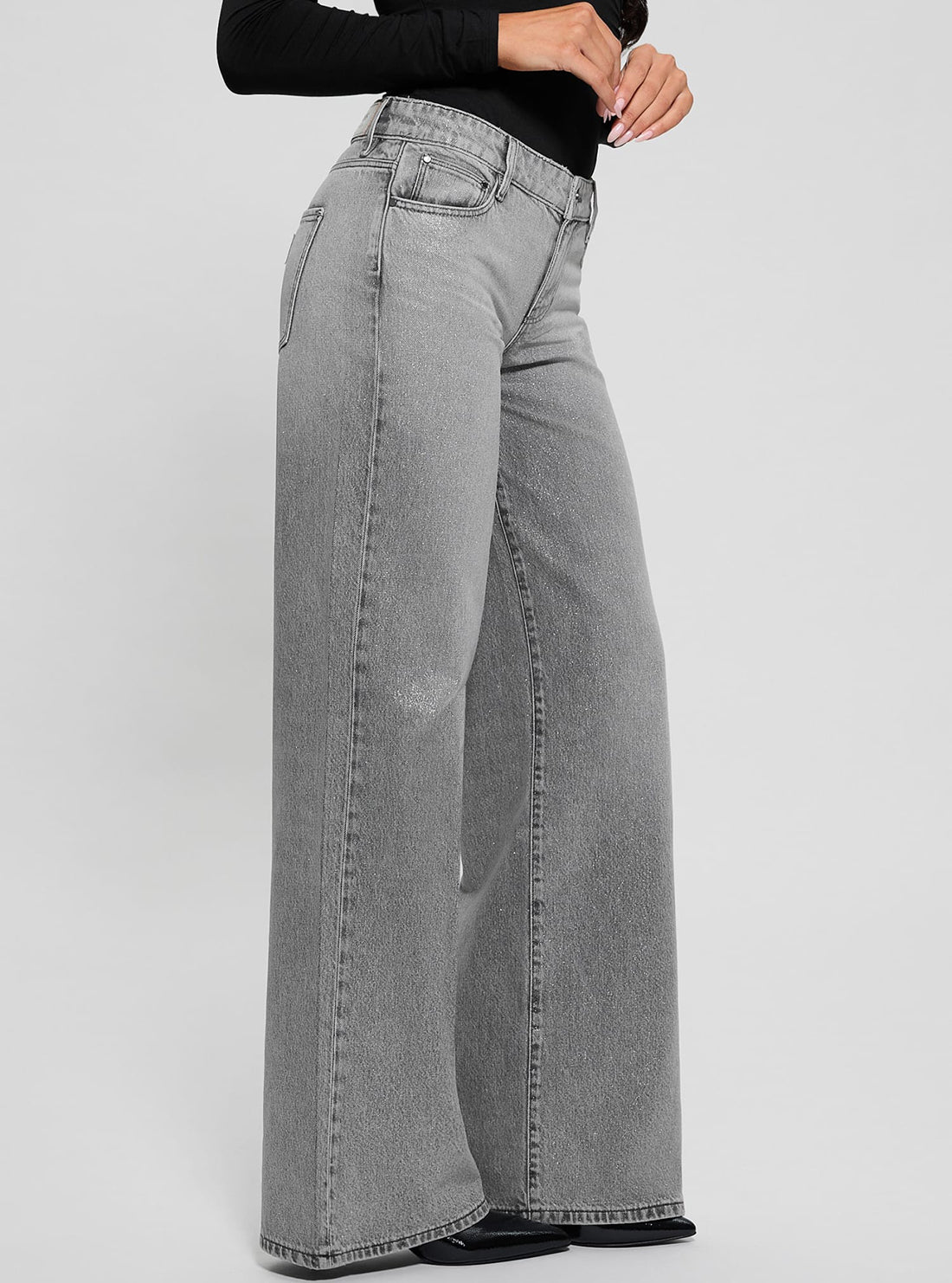Grey Sexy Palazzo Denim Jeans in Light Wash