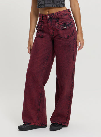 Guess Originals Red Patch Wide Leg Pants