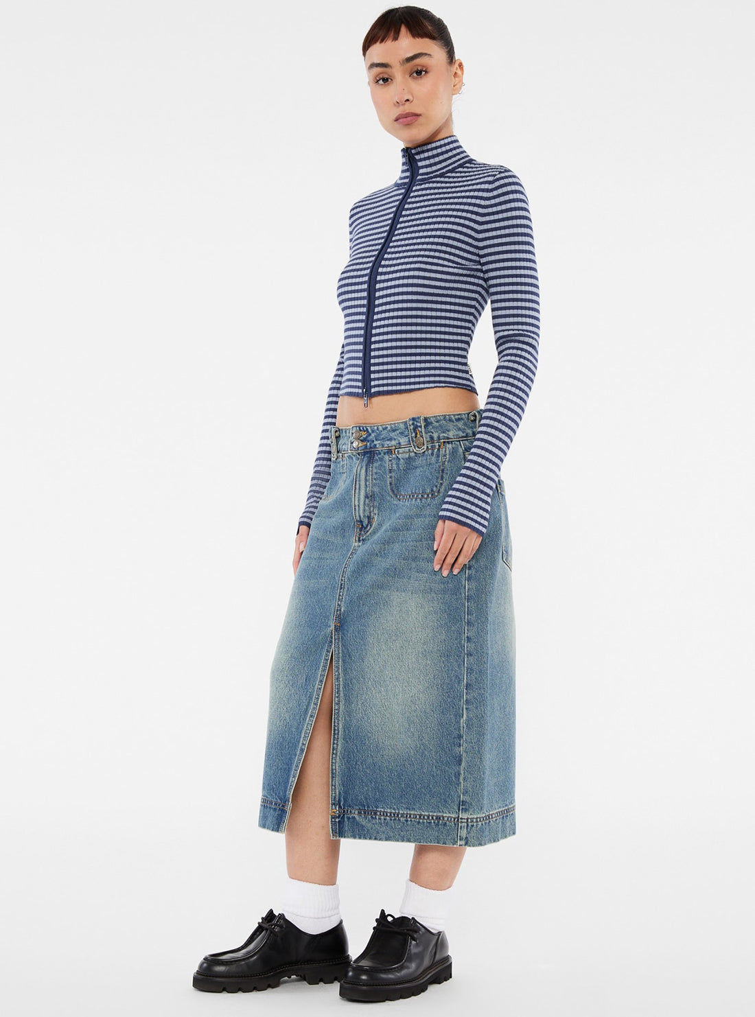 Guess Originals Blue Denim Midi Skirt