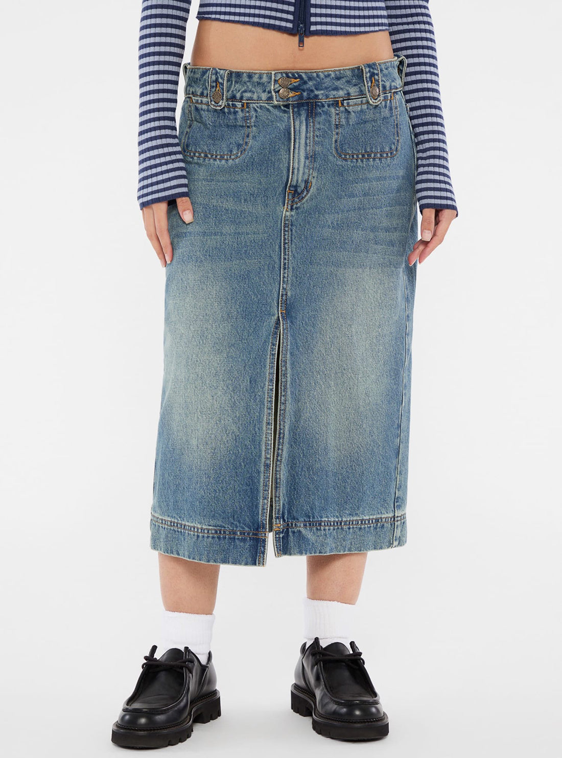 Guess Originals Blue Denim Midi Skirt