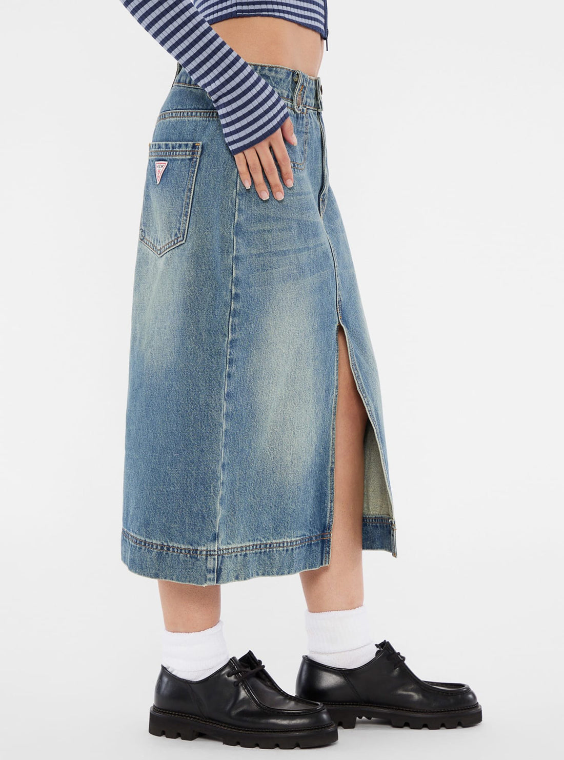 Guess Originals Blue Denim Midi Skirt