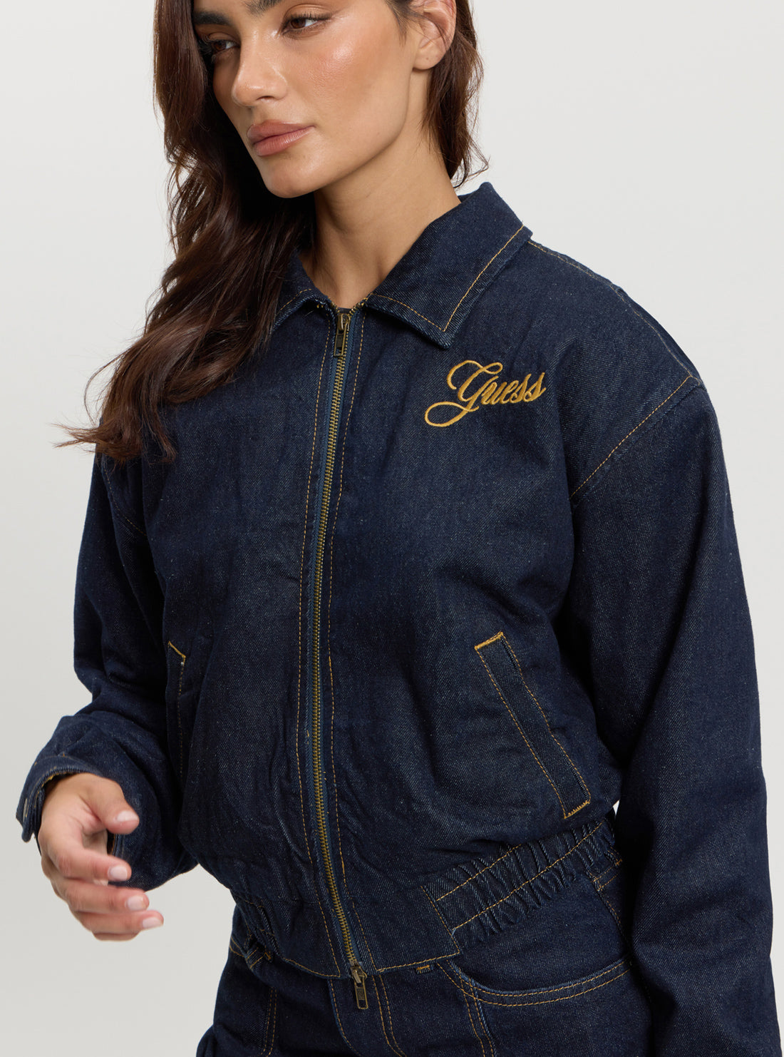 Guess Originals Blue Denim Bomber Jacket