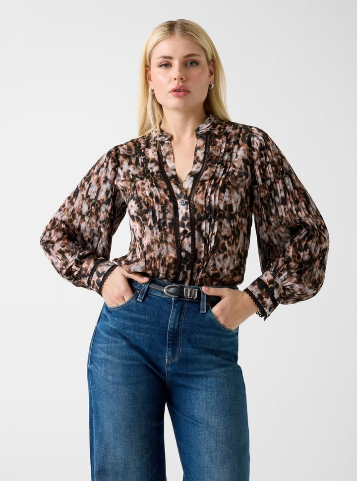 GUESS Womens Eco Bloom Print New Josette Top W5RH16WDW82 Front View