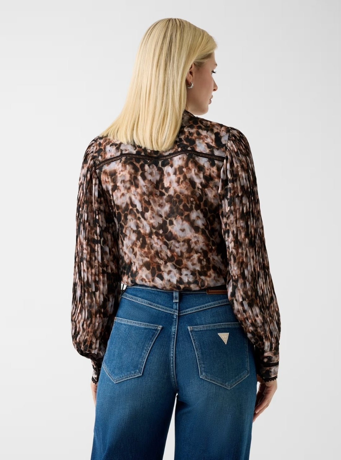 GUESS Womens Eco Bloom Print New Josette Top W5RH16WDW82 Back View