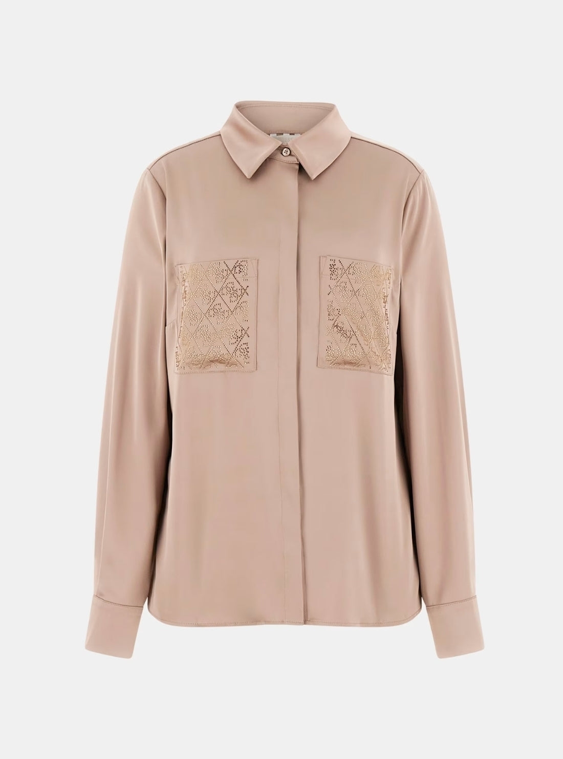 GUESS Womens Eco Summer Clay Marguerite Hotfix Shirt W5RH40WFQC2 Flatlay
