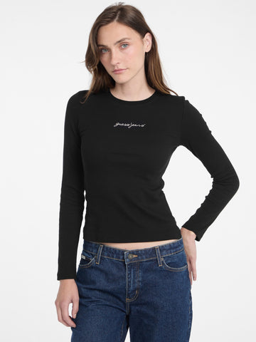 Guess Jeans Black Slim Rib T-Shirt