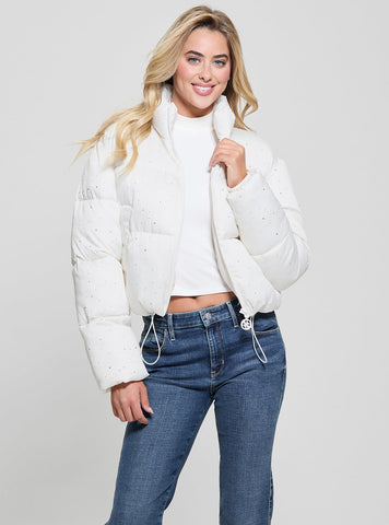 White Antonia Strass Puffer Jacket