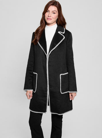 Black Victoire Wrap Belt Coat