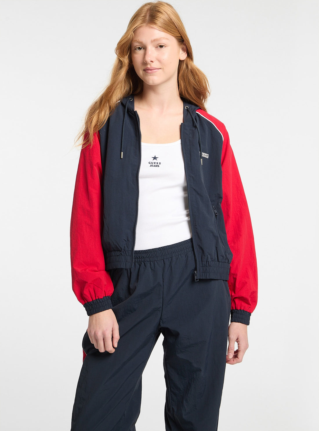 Guess Jeans Navy Red Windbreaker Jacket