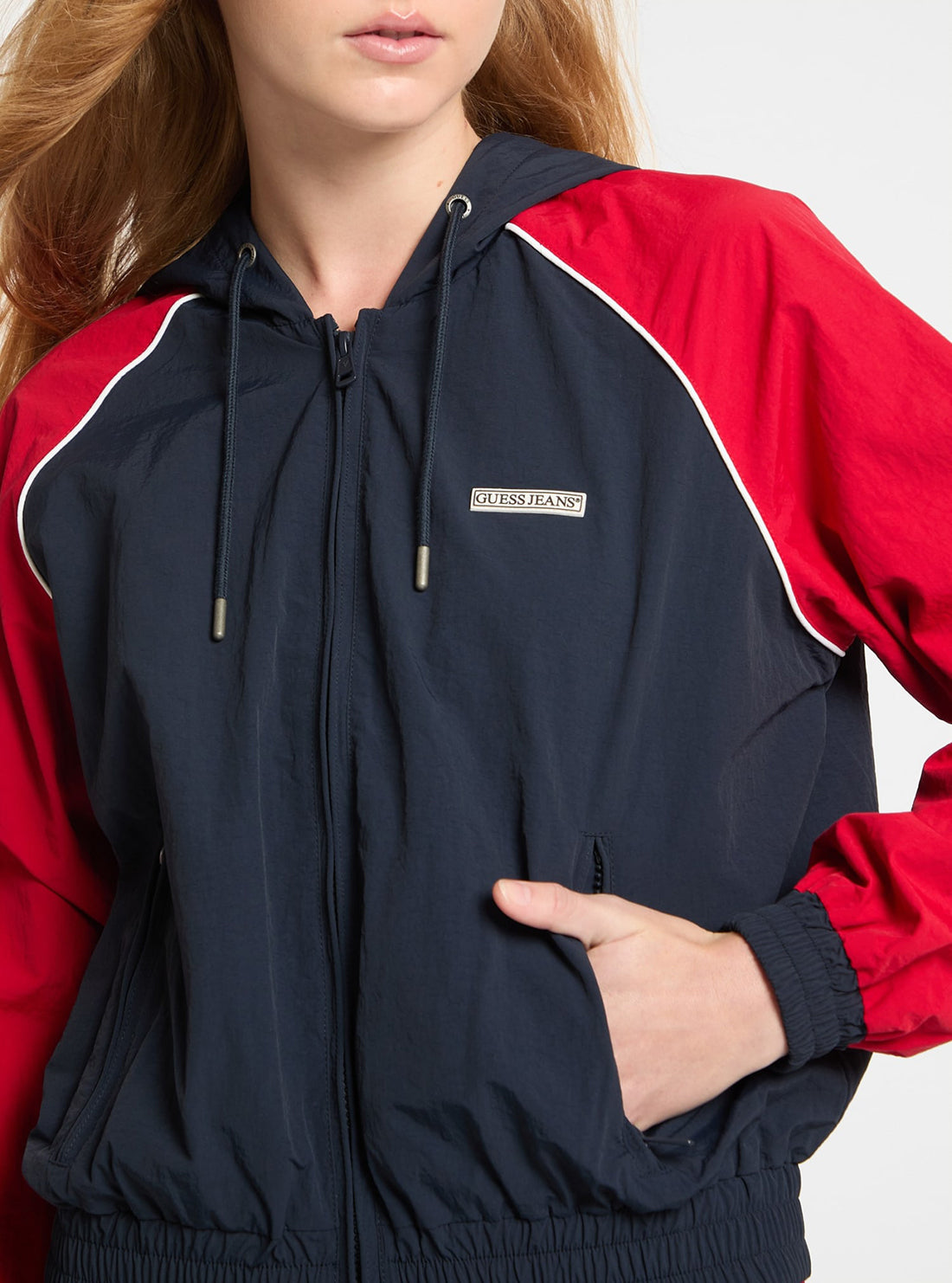 Guess Jeans Navy Red Windbreaker Jacket