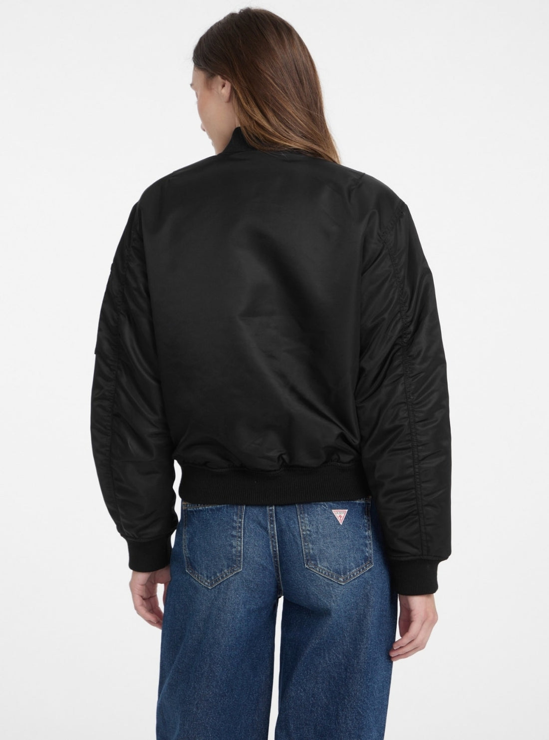 Guess Jeans Black Bomber Jacket W5RL81WHAA2 Back View