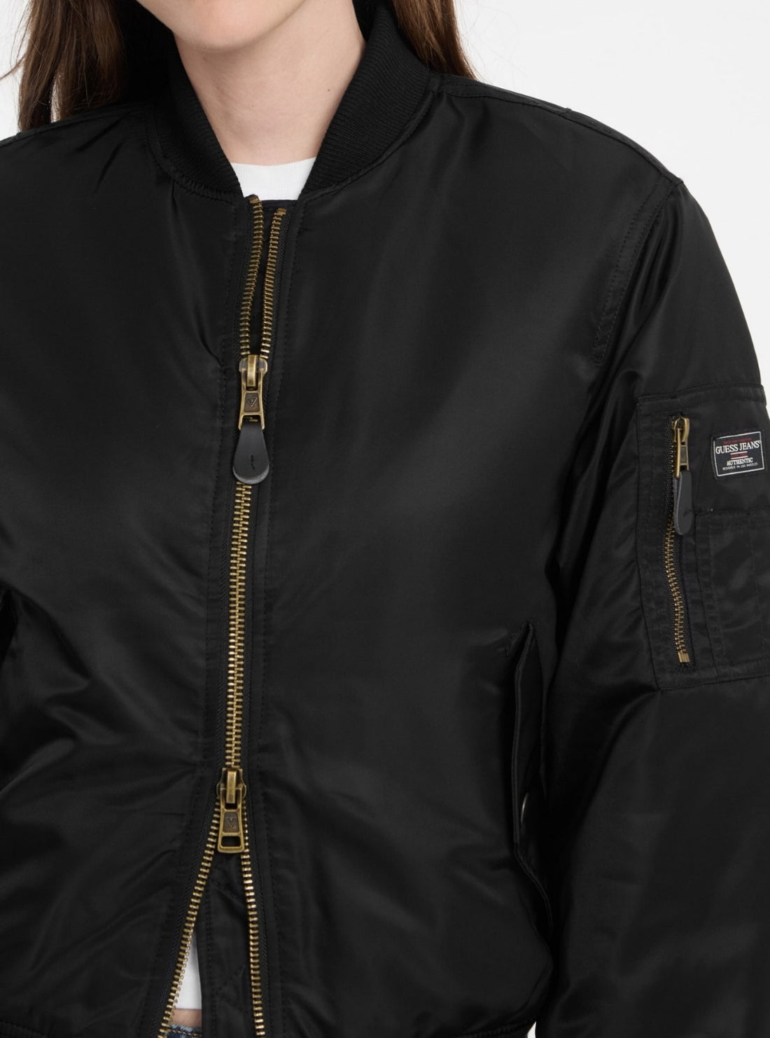 Guess Jeans Black Bomber Jacket W5RL81WHAA2 Detail View