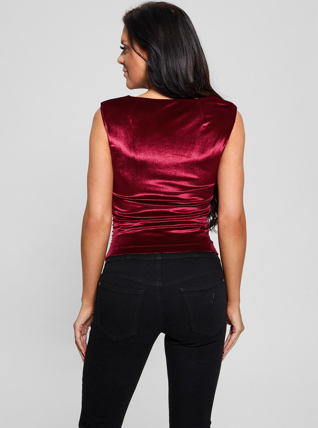 Red Janet Asymmetric Neck Top
