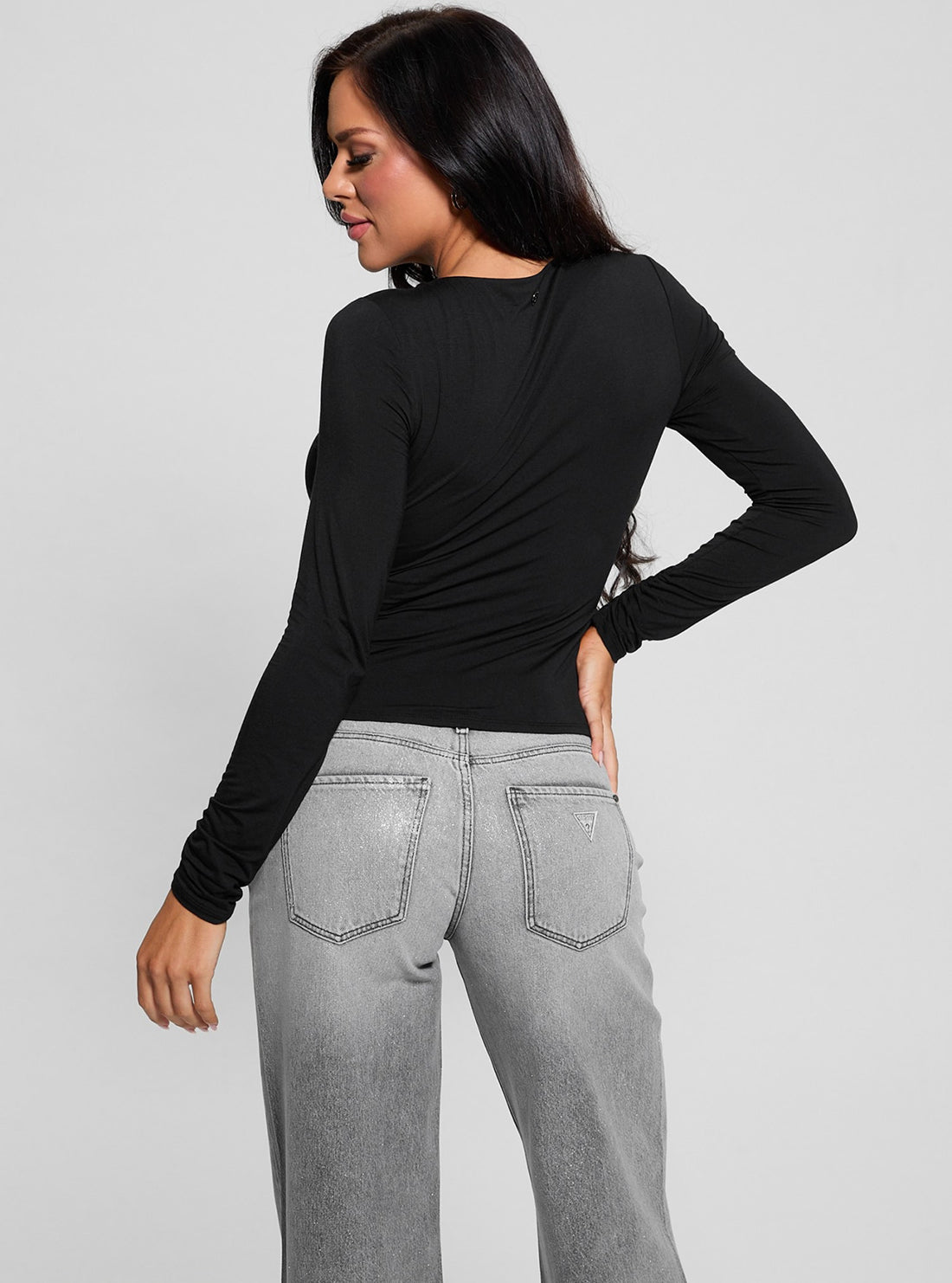 Black Shirred Noelle Top