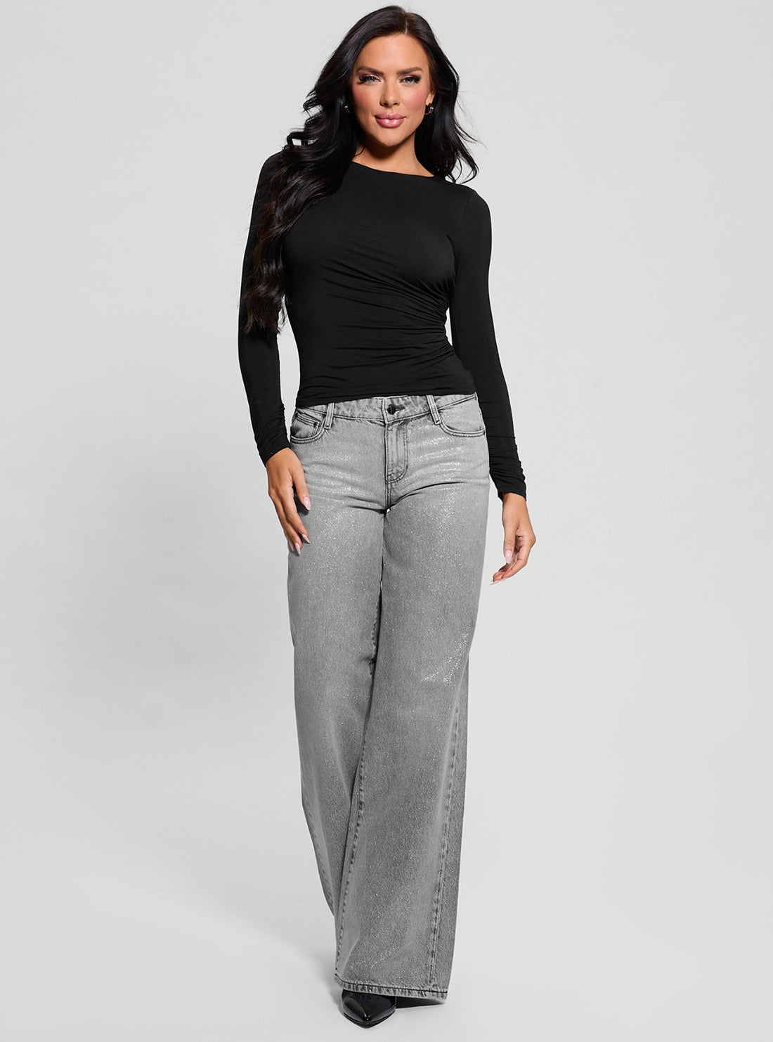 Black Shirred Noelle Top