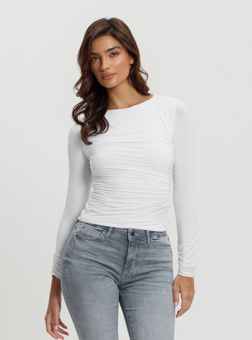 White Shirred Noelle Top