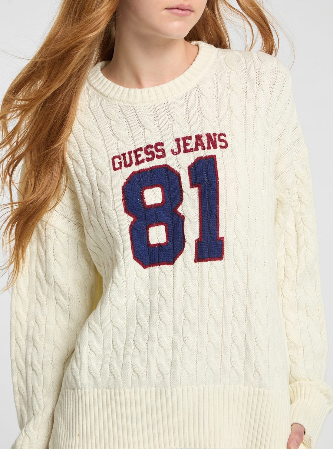 Guess Jeans Beige Cable Knit Jumper