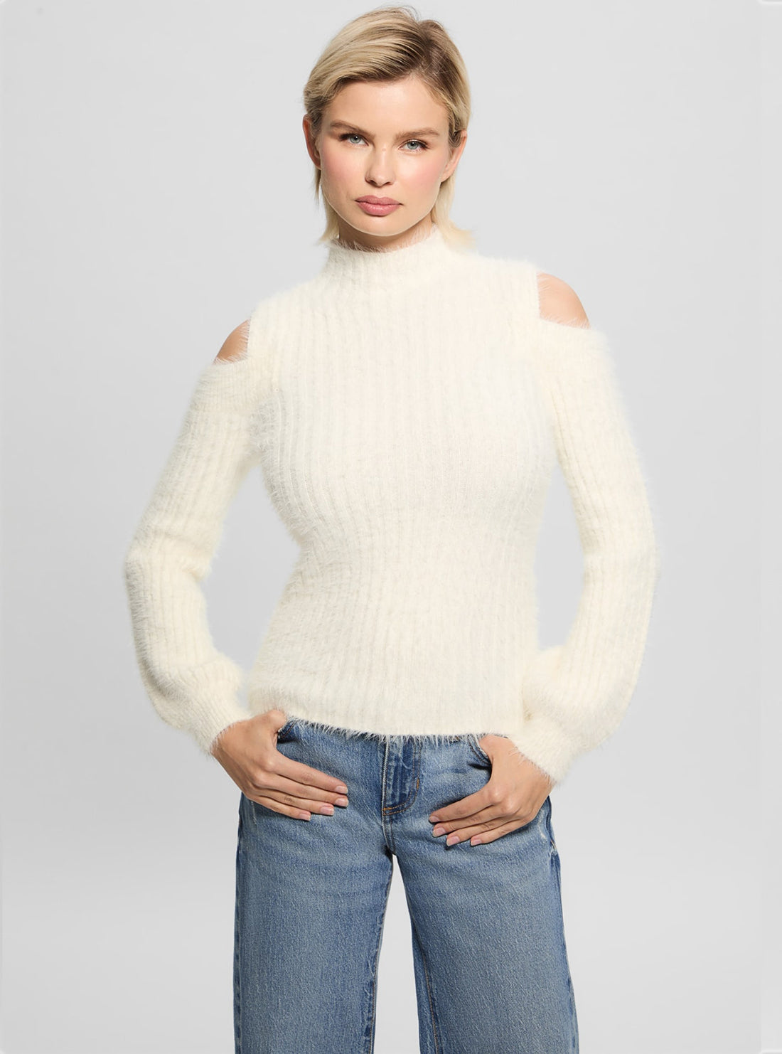 Beige Fuzzy Takara Knit Top