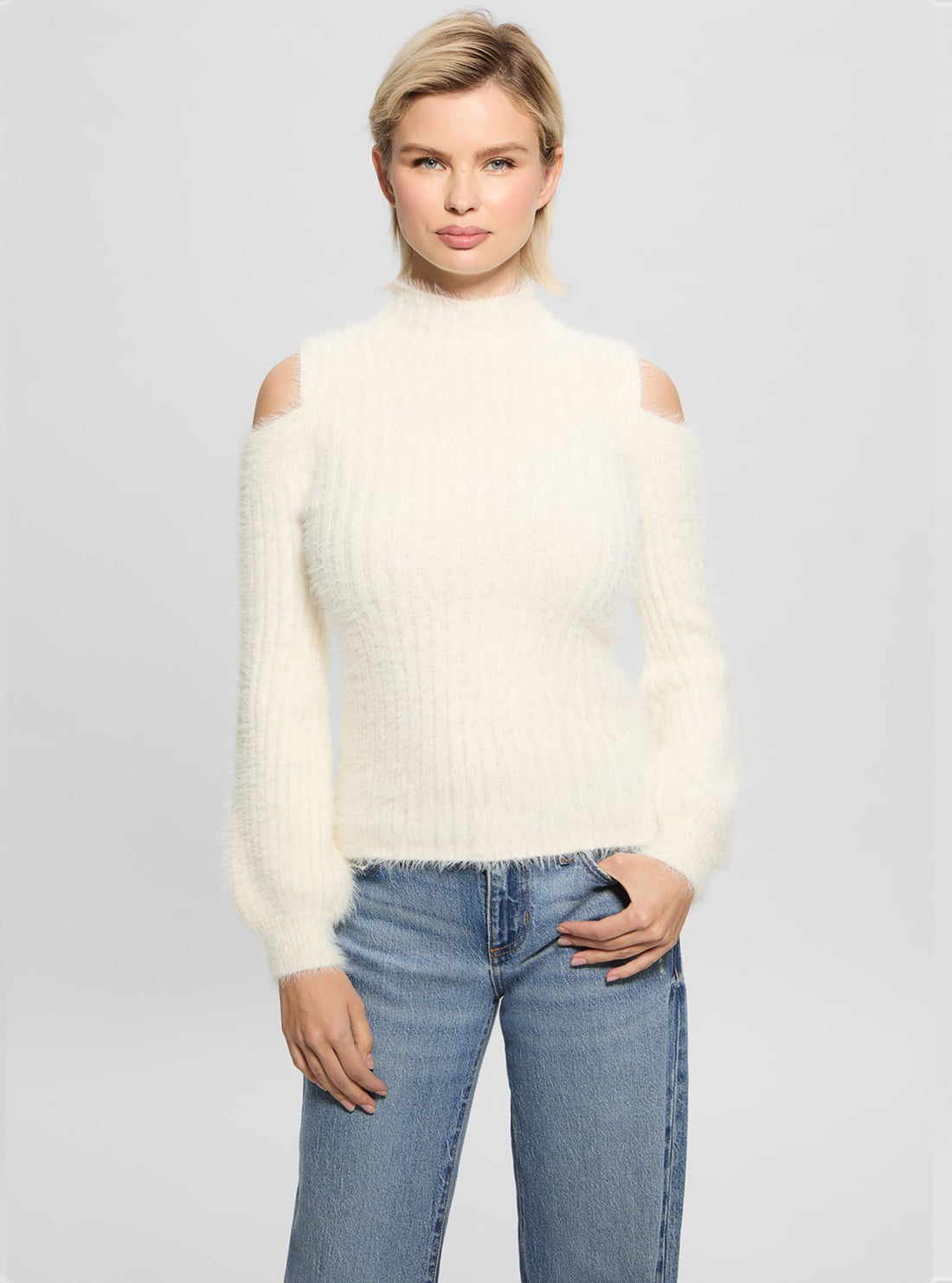 Beige Fuzzy Takara Knit Top