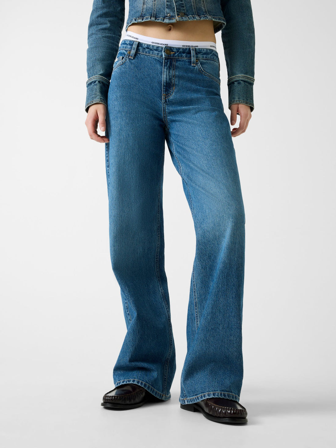 Guess Jeans G11 Wide Leg Jeans in Medium Wash W5YA0YD6333 Front View