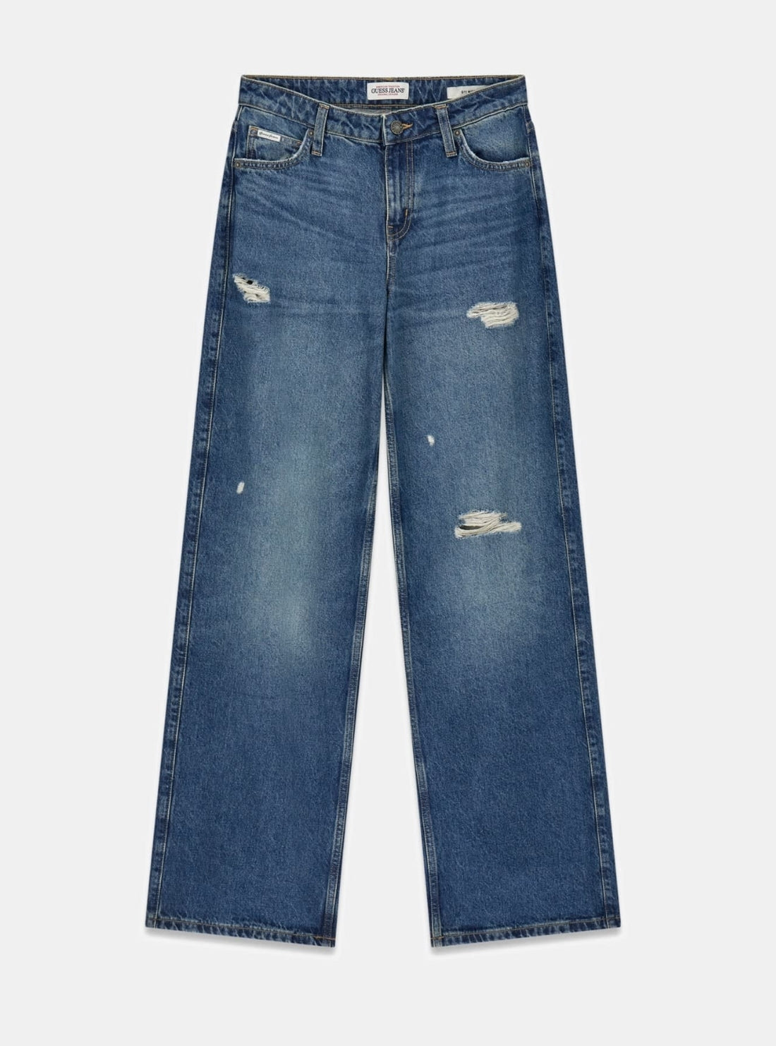 Guess Jeans G11 Wide Leg Jeans in Dark Wash W5YA0YD6362 Flatlay