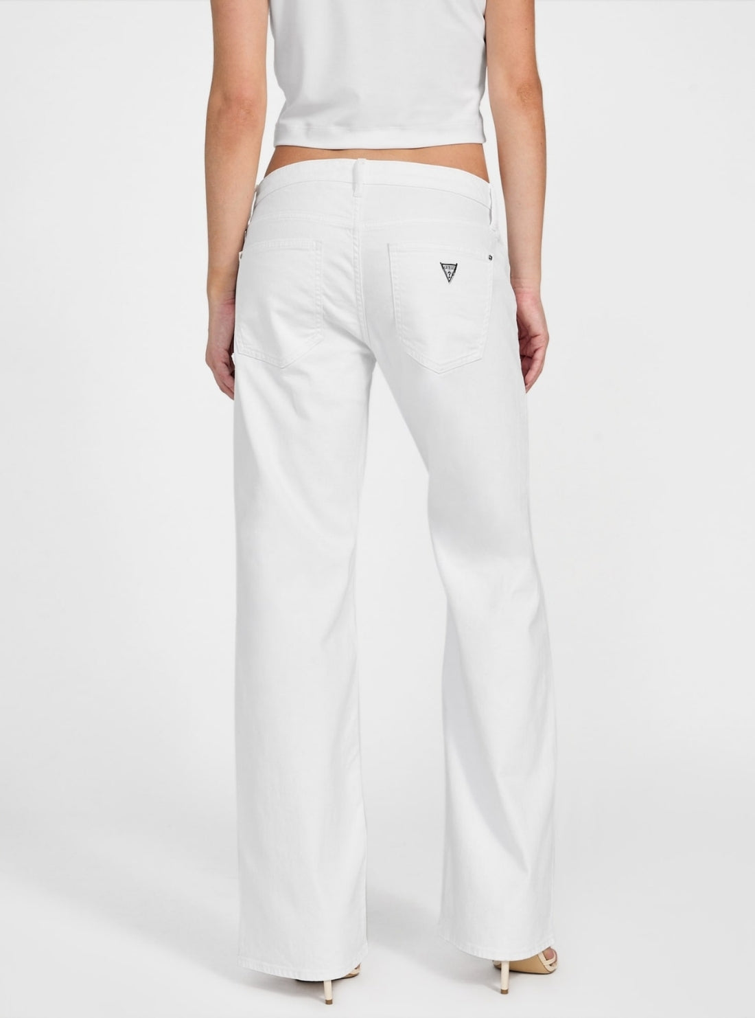 GUESS Womens White Low Rise Slouchy Jeans W5YA1DD4T50 Back View
