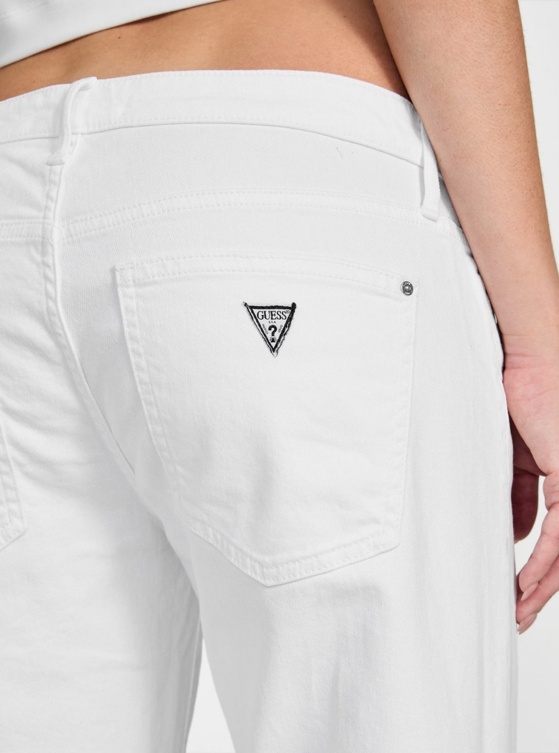 GUESS Womens White Low Rise Slouchy Jeans W5YA1DD4T50 Detail View