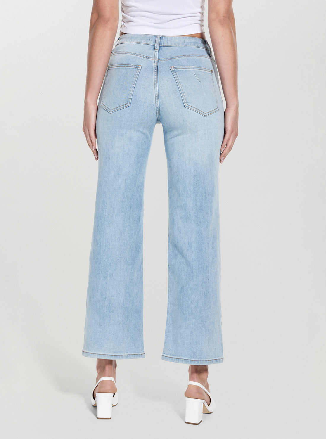 GUESS Womens Cantina Mid Rise Wide Leg Jeans in Light Wash W5YA2JD5LK0 Back View