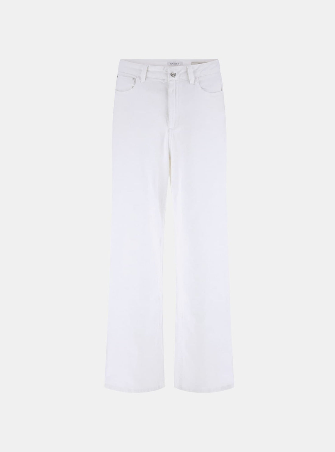 GUESS Womens White High-Rise Mardi Wide Leg Jeans W5YA2SD6210 Flatlay