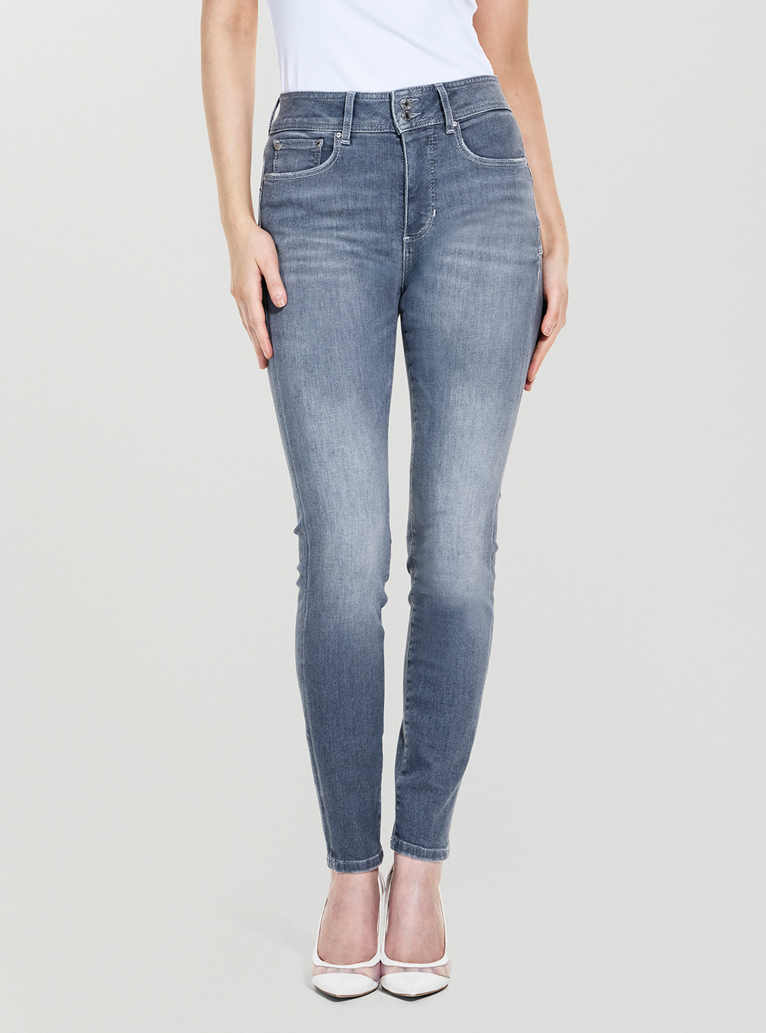 GUESS Womens Eco Grey Shape Up Skinny Jeans W5YA34D5QO1 Front View