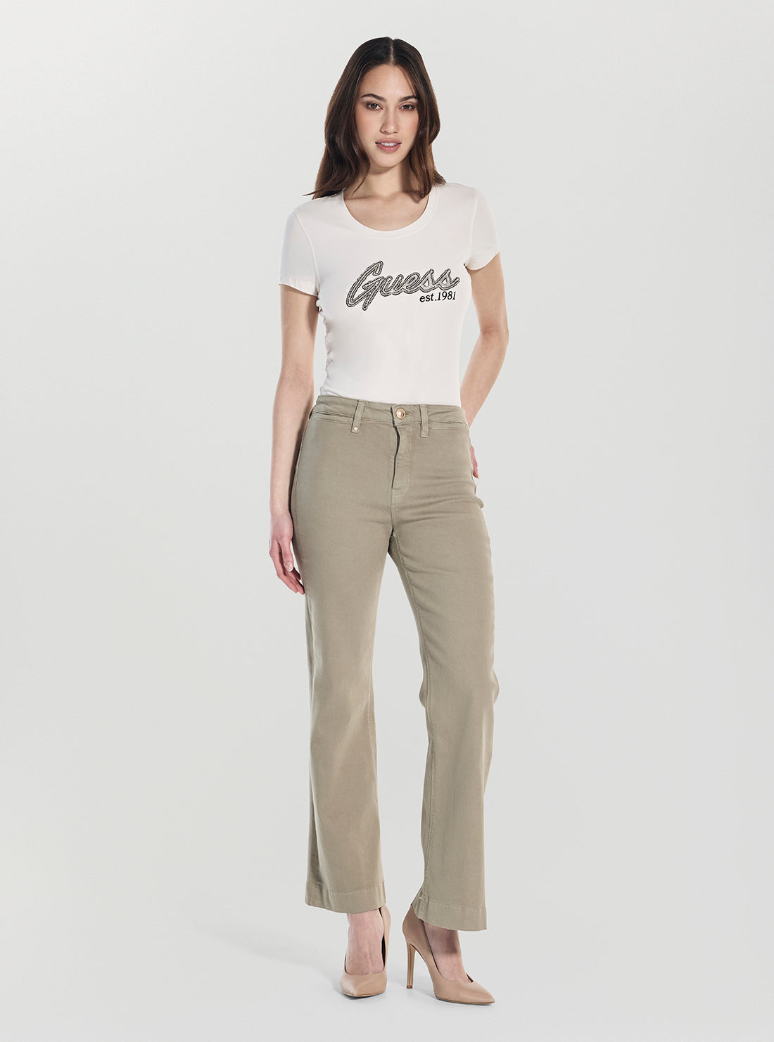 GUESS Womens Eco Green Charlie Ankle Pants W5YA74WHFP1 Full view