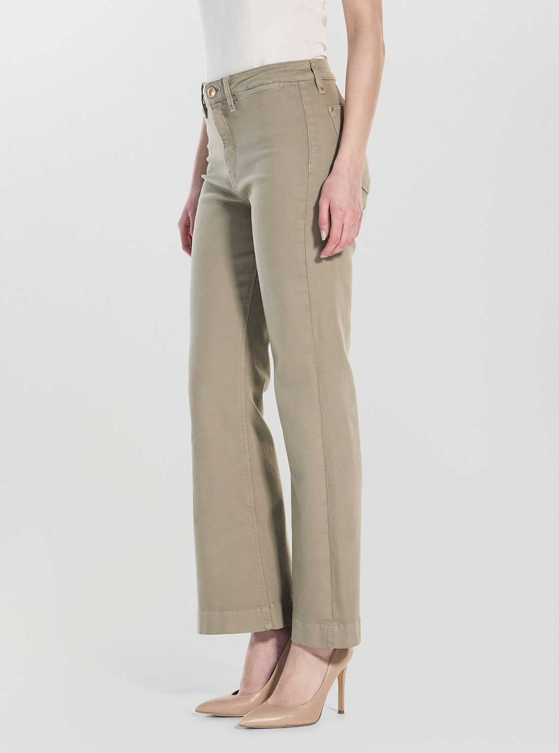 GUESS Womens Eco Green Charlie Ankle Pants W5YA74WHFP1 Front Side View