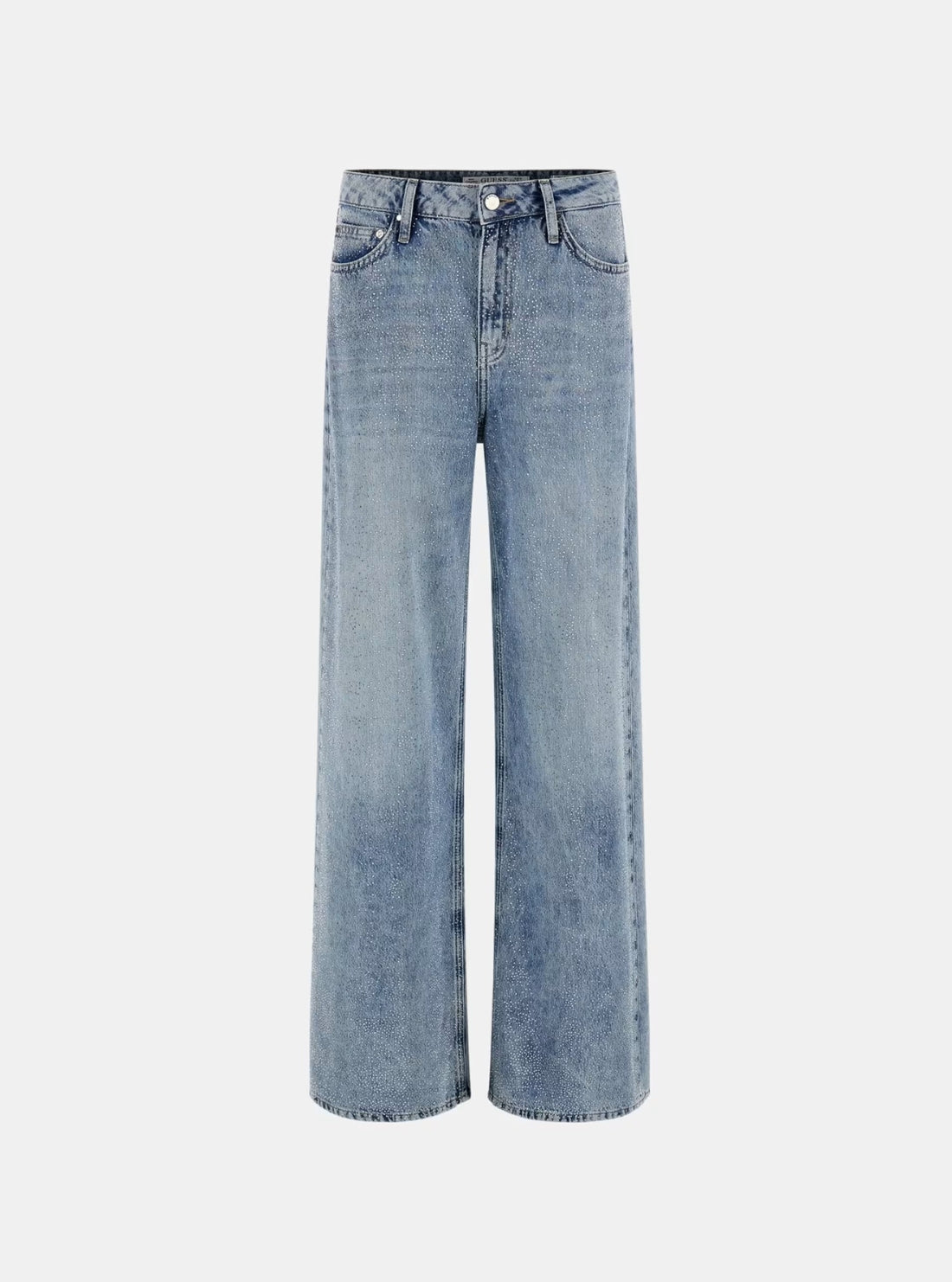 GUESS Womens High-Rise Wide Leg Bellflower Jeans in Evening Euphoria W5YA82D5QKA Flatlay