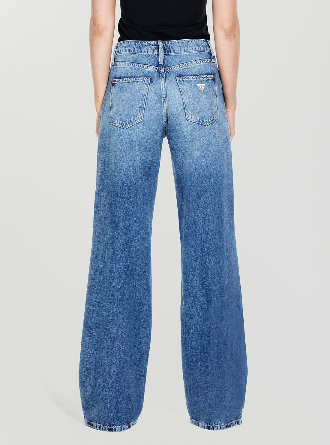 GUESS Womens High-Rise Sexy Palazzo Jeans in Medium Wash W5YA96D5QKB Back View